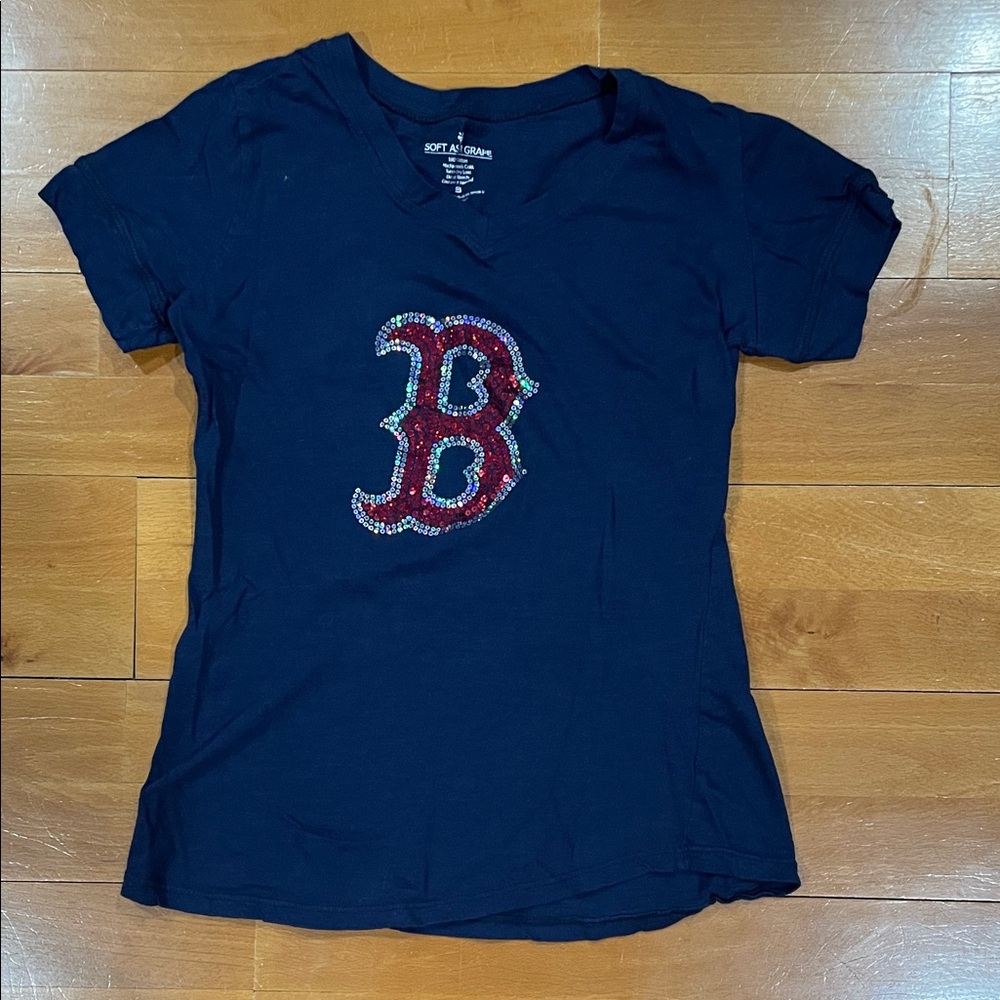 Women's Navy Short Sleeve Tee with Boston Red Sox Logo